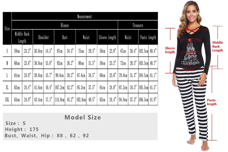 iClosam Matching Family Pajamas Set Striped Christmas Pajamas Sleepwear Dad Mom PJs Black - Image 5